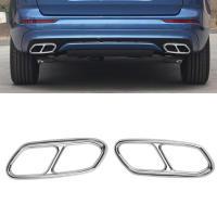 For Volvo XC90 S90 XC60 2014-2019 Car Rear Dual Exhaust Muffler End Stickers Cover Trims Accessories Stainless Steel 2PCS