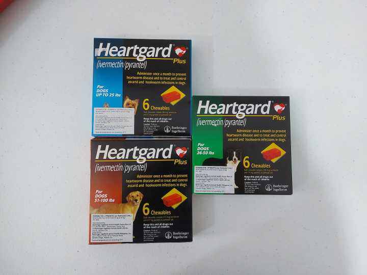 Heartgard Plus for Dogs 6 Chewables Dog Heartworm Disease Dog Hookworm ...