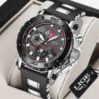ZZOOI LIGE New Mens Watches Top Brand Luxury Big Dial Clock Male Fashion Silicone Waterproof Quartz Wrist Watch Men Sport Chronograph