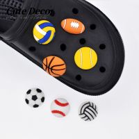 【Cute Deco】Lovely Ball (7 Types) Rugby/ Football/ Basketball Charm Button Deco/ Cute Jibbitz Croc Shoes Diy / Charm Resin Material for DIY