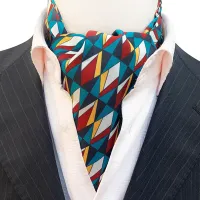 Cravat Vintage พิมพ์ Ascot Tie ผู้ชายคอผ้าพันคอผ้าไหมเนคไทออกแบบตรวจสอบลายดอกไม้ Cravat Tie สำหรับชายเสื้อ