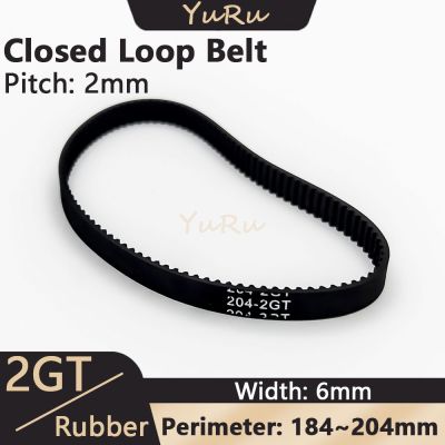 □ 2GT 2MGT Closed Loop Belt Width 6mm Perimeter 184 186 188 190 192 194 196 198 200 202 204mm Rubber Timing Belt Synchronous Belt