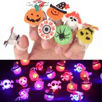 10pcs Halloween Christmas Ring Glowing Ring Pumpkin Ghost Skull Rings For Halloween Christmas Decorations Gifts Party Supplies