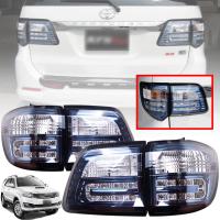 ไฟท้ายแต่ง LED + ไฟทับทิม รุ่น โตโยต้า ฟอร์จูนเนอร์ TOYOTA FORTUNER ปี 2011 - 2015 สีฟ้า ขาว 4 ดวง