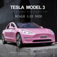 A132 Tesla รุ่น3 Alloy Diecast รถรุ่นของเล่น6ประตู Opend ดึงกลับเสียงใหม่พลังงานยานพาหนะของเล่นสำหรับเด็ก