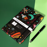 Black Space Bullet Dotted Journal วงยืดหยุ่น A5 สมุดบันทึกปกแข็ง Dot Grid