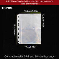 10โปร่งใส PP หลวม Leaf กระเป๋า A4b5a5ใส่กระเป๋านามบัตรกระเป๋า Perforated Notebook Replacement Bags