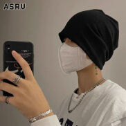 ASRV Black hat Versatile beanie Baotou cap Knitted cap Warm pile hat man