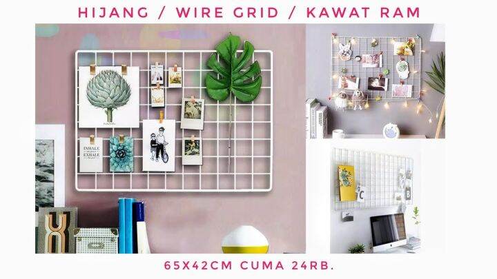 Hijang Segi X Cm Wire Grid Wall Black Color Memo Note Dan Foto Organizer Lazada Indonesia