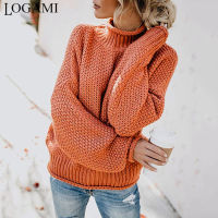 LOGAMI Women Sweaters and Pullovers Long Sleeve Knitted Loose Pullover Ladies Fall Sweater Fashion New2023