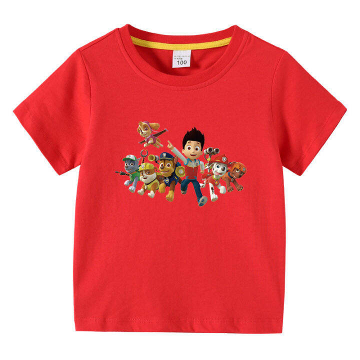 paw-patrol-เสื้อยืดเสื้อแขนสั้นสำหรับเด็กหญิงลายการ์ตูนสำหรับเด็กผู้ชาย-เสื้อคอตตอนพิมพ์ลายการ์ตูนสำหรับเด็กเล็ก0000ฤดูร้อนแขนสั้น