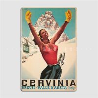 Cervinia Breuil Valle Daosta Italy Ski Metal Sign Wall Cave Bar Cave Poster Custom Tin Sign Poster Bar Wine Tools