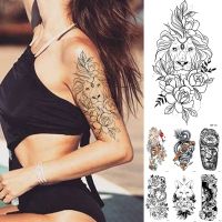 hot【DT】 Temporary Sticker Flowers Flash Tattoos Wolf Arm Fake Sleeve Tatoo