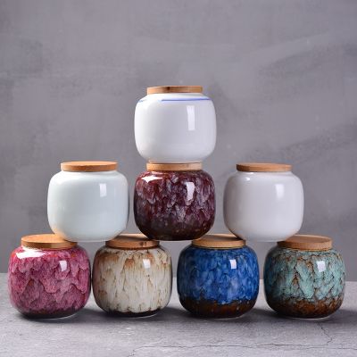220ml Ceramic Kitchen Tea Box Retro Fission Color Tea Caddies Containers Travel Storage Box Porcelain Jar For Powder Coffee Jar