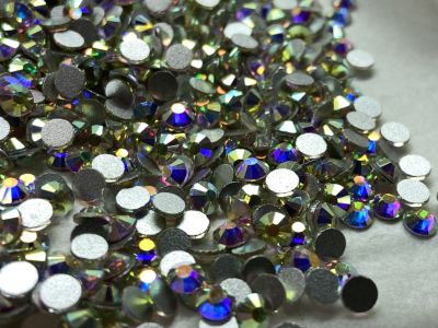 พลอยกลม คริสตัสกระจก ก้นแบน ก้นฉาบปรอท SS 16 ( 3.8-4.0mm )-200 เม็ด/ เเพ๊ค  Lian Flat back non hot fix, Size:16 (3.8-4.0mm), Color: Crystal AB, Emerald, Light Siam, Sapphire. 200Pcs