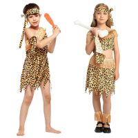 Halloween Costumes Kids Indian Primitive Macho Caveman Leopard Costume Boy Girl Purim Party Mardi Gras Fancy Dress Up