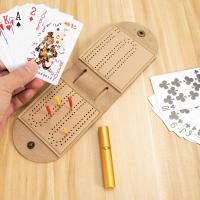 Leather Cribbage Board Games Interesting Foldable Leather Scoring Boards Game for Family Game Nights Halloween Parties