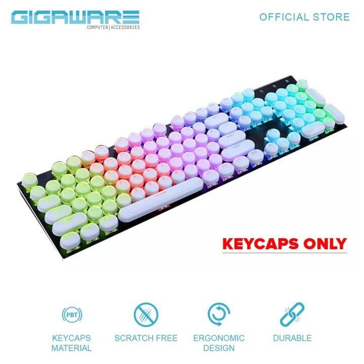 Gigaware Acrylic Double Shot Keycaps Round Typewriter Style for