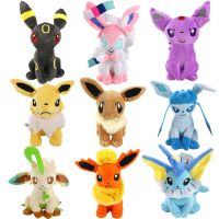 ของเล่นตุ๊กตาผ้ากำมะหยี่โปเกมอน Eevee 20CM Pikachu Eelution Glaceon Umbreon Espeon Jolteon Vaporeon สัตว์เลี้ยงเอลฟ์ของขวัญ