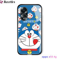 Jizetin A58 OPPO 4G การ์ตูนสุดหรูสำหรับเด็กผู้หญิงลายเคสแมวโดราเอมอนกระจกนิรภัยมันวาวด้านหลังเป็นเคสโทรศัพท์ขอบนุ่ม