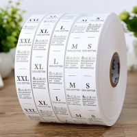 3000pcs/roll High Quality Printed Clothing Washing Labels Synthetic Fibre White Size Tags Kids/Babys Care Size Labels Stickers Labels