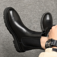 Autumn and Winter Boots Mens Leather Boots Mens Boots Motorcycle Chelsea Boots Mens High-top Leather Shoes Plus Velvet