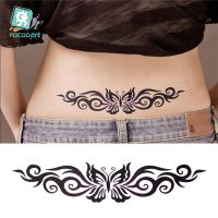 【YF】 Hot Sale 2020 Butterfly Flower Girls Temporary Tattoo Black Design Waist Body Fake Sticker Leg Belly Waterproof For Women