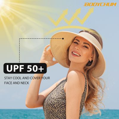 Wide Brim Hat Visors Beach Roll-up Cap UV Protection Caps for