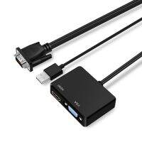 ZSYKD VGA ถึงหัวแปลงสัญญาณ HDMI อุปกรณ์แบ่งจอ VGA ที่มีตัวแปลงเสียง3.5มม