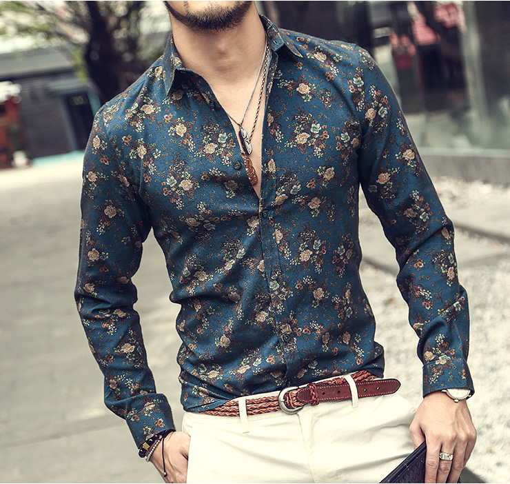 Stylish Party Blouse Mens Spread Collar Shirts Men Fashion Dye Music Note Print Button Down Long Sleeve Tops 