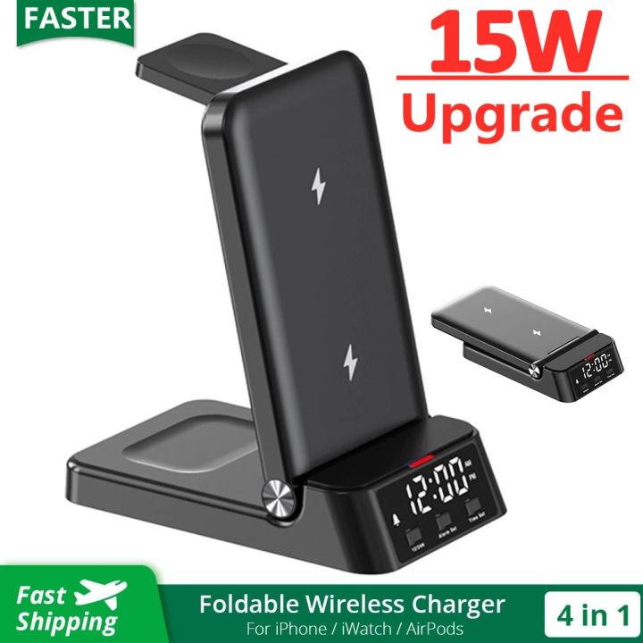 ஐ✑ 15W Fast Wireless Charger Stand For iPhone 14 13 12 11 Samsung Apple  Watch Airpods Pro 3 in 1 Wireless Charging Dock Station 