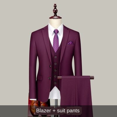 ◐✺ hnf531 Valazo Suit suit mens three-piece suit Korean version of the slim small suit professional formal wear business best man groom wedding dress