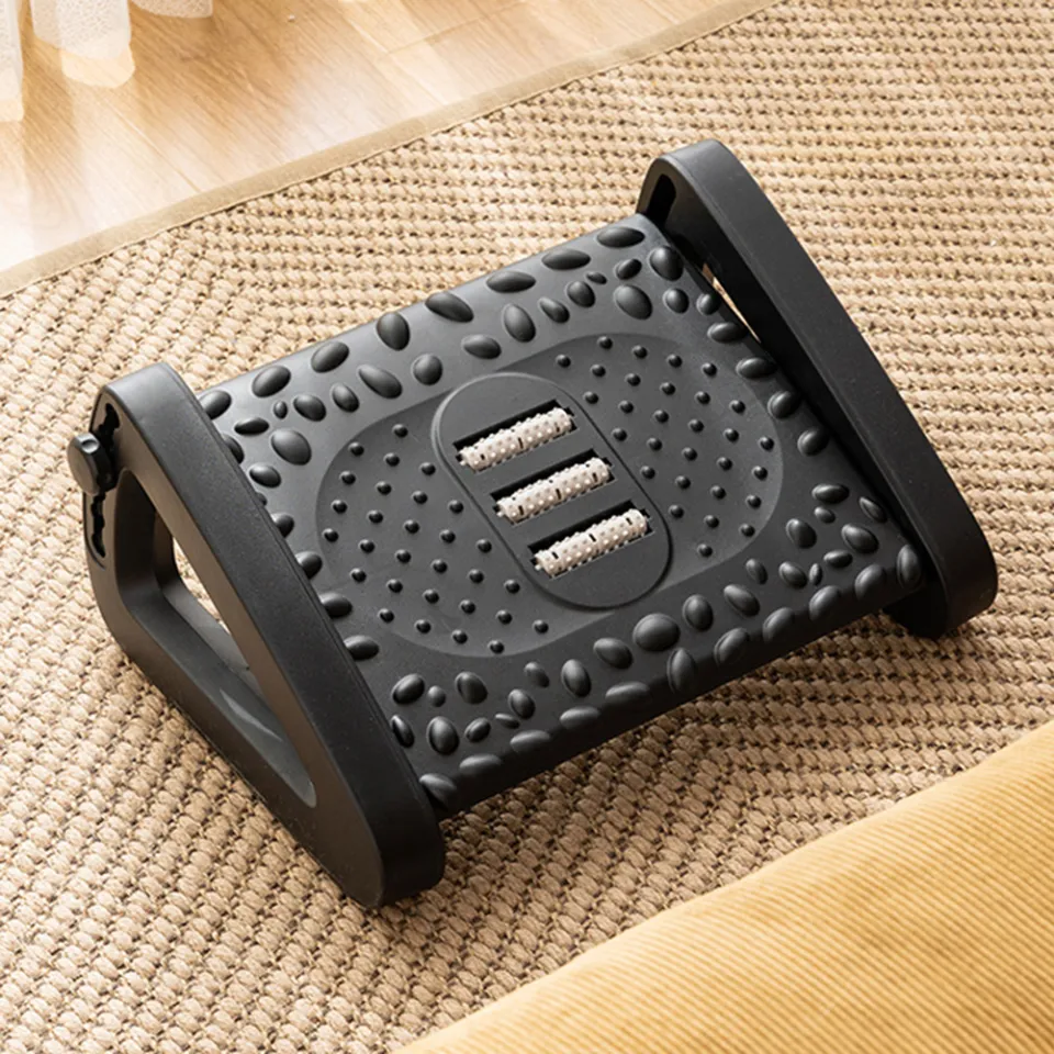 Foot Rest Stool Adjustable Foot Stepping Platform With Rollers Foot Resting  Stool Comfortable Massage Pad For Gaming C