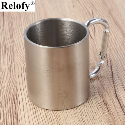 400ml Stainless Steel Double Wall Mountaineering Cup with Handle Coffee Cup Creative Water Cup Outdoor Beer Milk Cup Drinkware