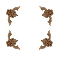 VZLX Vintage Floral Wood Carved Corner Applique Wooden Carving Decal For Furniture Cabinet Door Frame Wall Home Decor Crafts