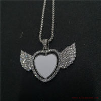 sublimation blank heart wings necklaces pendants hot transfer printing blank consumables two sided pritnting 10pieceslot