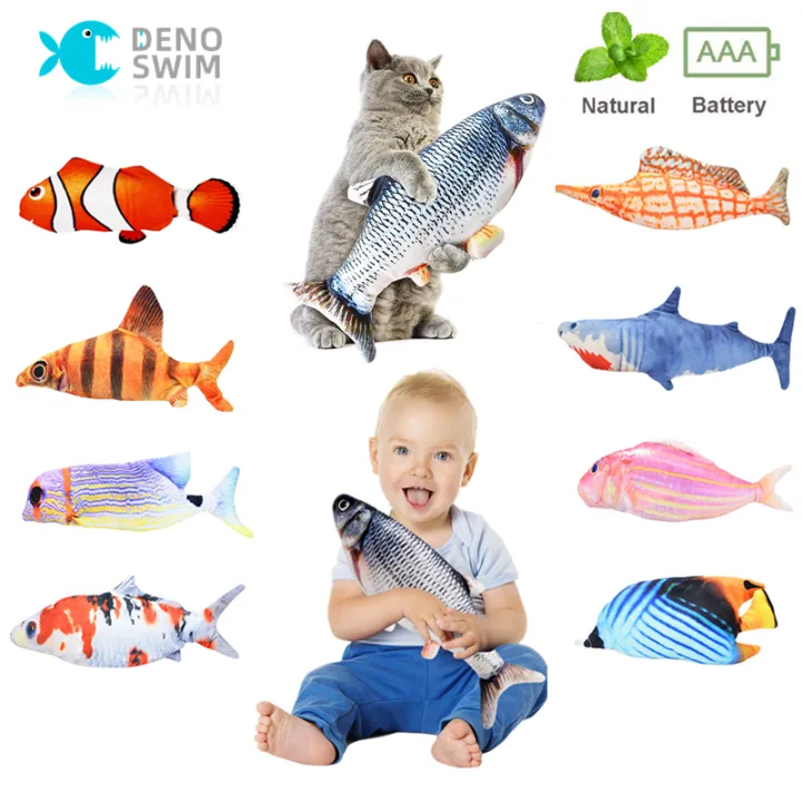 DENOSWIM 20/40CM Simulation Fish Toy for Dog Cat Catnip Chewing Playing