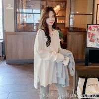 ﹍ 2023 Spring Autumn and Winter Pure White Base Shirt Slimming Midi Large Size Loose Long Sleeve T-shirt Ins Top T-shirt