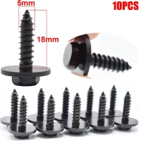 10Pcs J35 Universal Self Tapping Tapper Screw And Washer 5 x 18 mm Black 8mm Hex Head Self Tapping Tapper Screws For BMW Bens