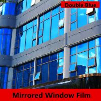 HOHOFILM 0.5x5m Double Blue One Way Mirror Window Film House Office Reflective Sticker 20x196.8