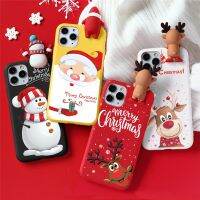 (Great. Cell phone case)น่ารัก3D ตุ๊กตาการ์ตูนคริสต์มาสซานตากวางเรนเดียกรณีโทรศัพท์อ่อนสำหรับ iPhone 13 12 11 Pro MAX มินิ XS XR 8 7บวก SE 2020ปกของขวัญ