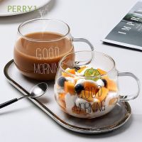 PERRY1 Cute Good Morning Cup Clear Coffee Mug Glass Cup Heat-resistant Tea Cup Kitchen Drinkware Glass Glass Cup Dinking Glasses