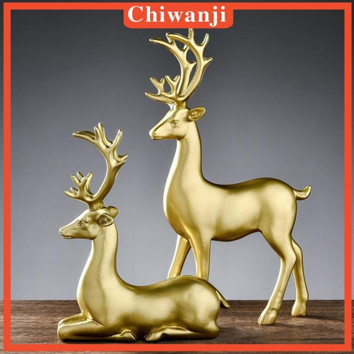 chiwanji-โมเดลเรซิ่นรูปปั้นกวาง-2-ชิ้น