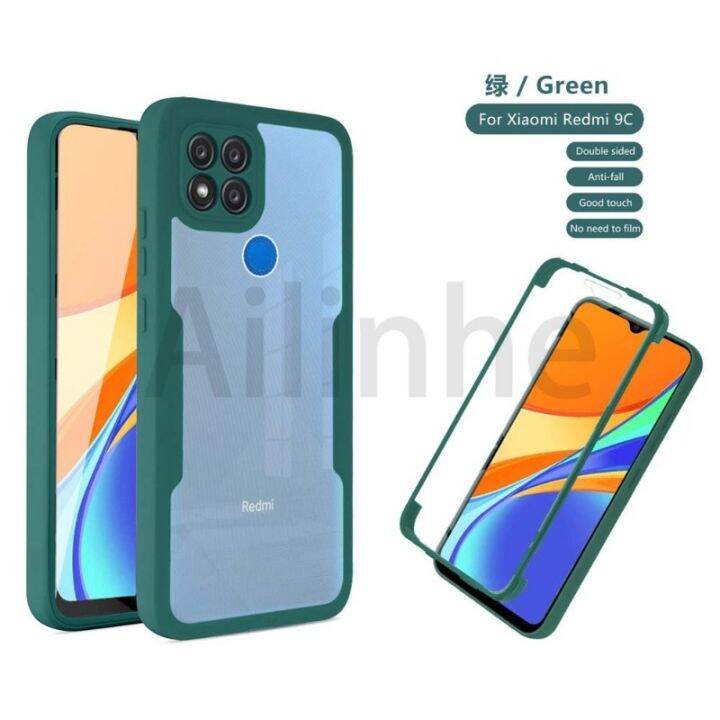 สำหรับ-xiaomi-redmi-9c-เคสโทรศัพท์360เต็มรูปแบบสองด้านโปร่งใสปกป้องโทรศัพท์กันกระแทก