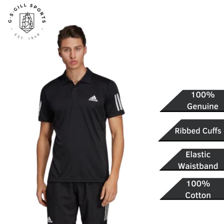Polo Shirt DU0848 3 Stripes Club Polo Tee Regular Fit Tennis Shirt Short Sleeve Sports Shirt Climacool Ventilation Top - Black Color | Lazada