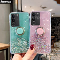 เคสแหวนขึ้นเงาเคสโทรศัพท์สำหรับ Vivo V29E V29 Pro มีกลิตเตอร์นิ่มขาตั้งเปลือกดาวมูนเกิร์ลสำหรับ Vivo V29 Pro V29E เคสโทรศัพท์ HP