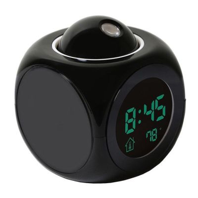 【Worth-Buy】 จอแอลซีดีฉายดิจิตอลเสียงนาฬิกาปลุกพูดได้เวลาโปรเจ็คเตอร์อุณหภูมิเตือนนาฬิกาเวลาฉายสีดำสีขาว