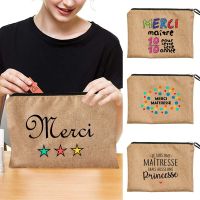 HOT JKCXLLAQESS 531[ร้อน XKEWSGBH HOT] Merci Maîtresise-Bolsa De Cosméticos Para Profesores Bolso De Maquillaje Con Cremallera Regalo Para Profesores