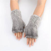 Top Quality Womens 100 Winter Warm Real Mink Fur Knitted Half Finger Gloves Girls Typing Mittens