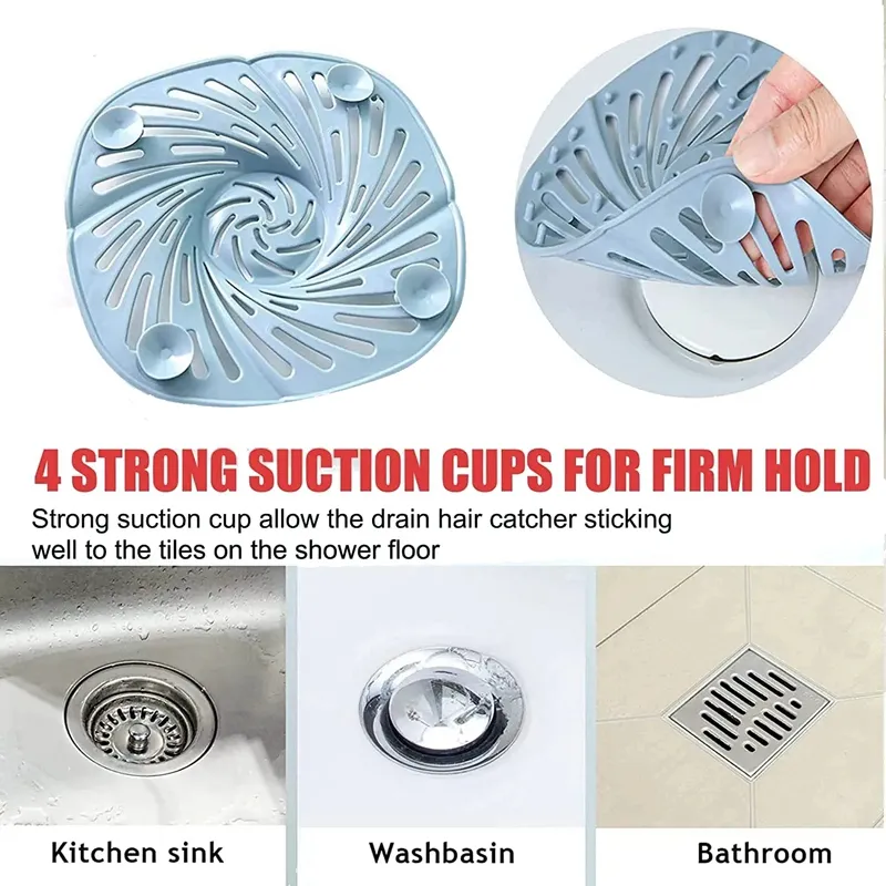 Hair Drain Catcher,Square Drain Shower Cover, Silicone Hair Stopper with  Suction Cup,Easy to Install and Clean Great for Hair Loss, Suitable for  Bathroom,Bathtub,Kitchen 5 Pack(White) 